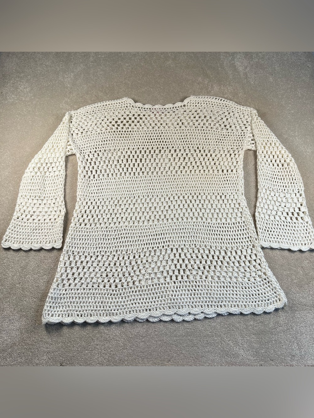 Show Me Your MUMU Cover Up Sweater Paula Pullover White Crochet Beach Vacation L - Picture 4 of 11